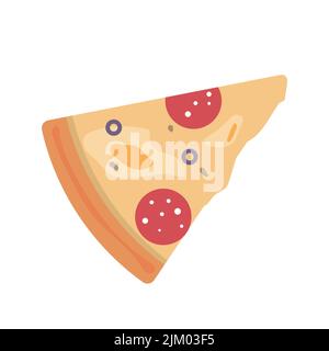 Pizza slice with salami Stock Vector