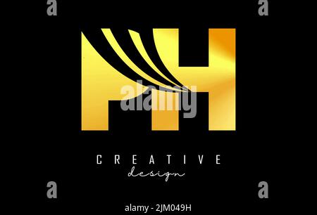 Creative golden letter Ph p h logo with leading lines and road concept design. Letters with geometric design. Vector Illustration with letter and crea Stock Vector