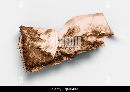 YEMEN Map, Relief map of Yemen 3D illustration Stock Photo