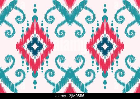 Traditional ikat and ethnic seamless pattern with geometric tribal background Stock Vector