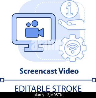Screencast video light blue concept icon Stock Vector
