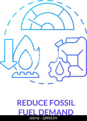 Reduce fossil fuel demand blue gradient concept icon Stock Vector