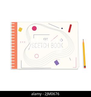 Sketchbook album and pencil Stock Vector