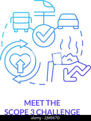 Meet scope three challenge blue gradient concept icon Stock Vector
