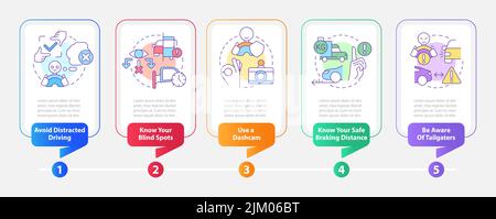 Commercial drivers safety rules rectangle infographic template Stock Vector