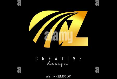 Creative golden letter OZ o z logo with leading lines and road concept design. Letters with geometric design. Vector Illustration with letter and crea Stock Vector
