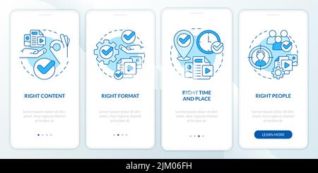 Content principles blue onboarding mobile app screen Stock Vector