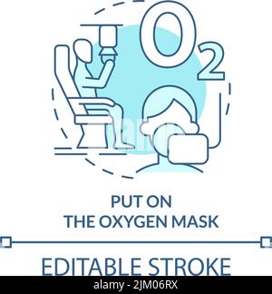 Put on oxygen mask turquoise concept icon Stock Vector