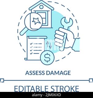 Assess damage turquoise concept icon Stock Vector