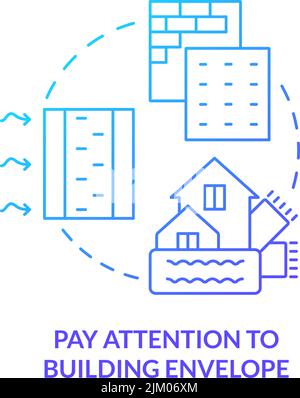 Pay attention to building envelope blue gradient concept icon Stock Vector