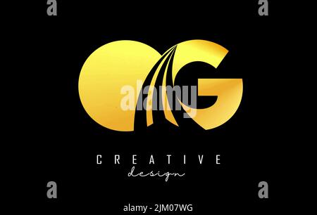Creative golden letter OG o g logo with leading lines and road concept design. Letters with geometric design. Vector Illustration with letter and crea Stock Vector