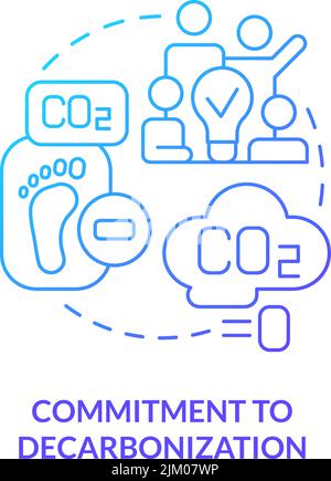 Commitment to decarbonization blue gradient concept icon Stock Vector
