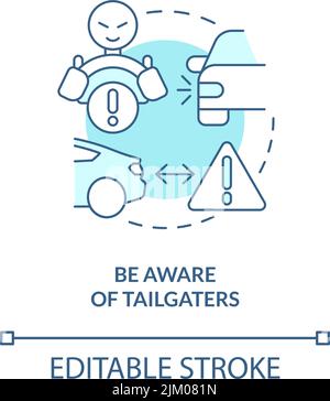 Be aware of tailgaters turquoise concept icon Stock Vector