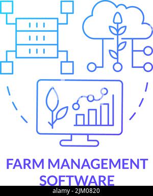 Farm management software blue gradient concept icon Stock Vector