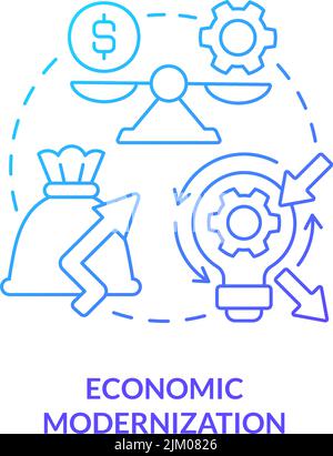 Economic modernization blue gradient concept icon Stock Vector
