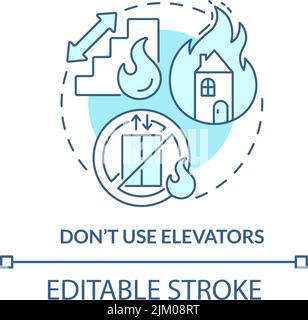 Dont use elevators turquoise concept icon Stock Vector