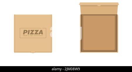 Pizza box design. Realistic fast food mockup, cardboard branded
