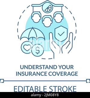 Understand insurance coverage turquoise concept icon Stock Vector