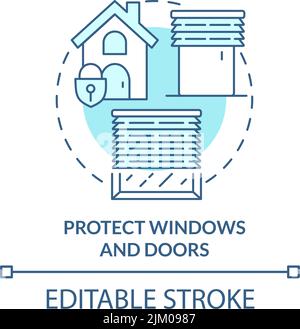 Protect windows and doors turquoise concept icon Stock Vector