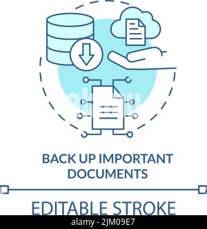 Back up important documents turquoise concept icon Stock Vector