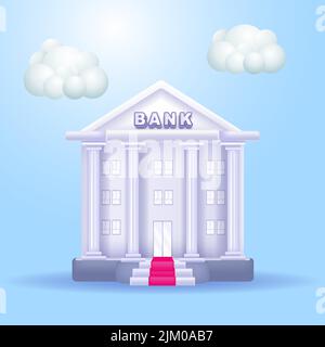 bank 3d style cartoon icon vector illustration Stock Vector