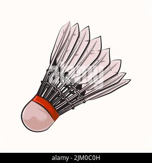 isolated shuttlecock icon. cartoon hand drawn vector illustration Stock Vector