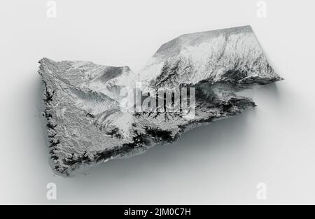 YEMEN Map, Relief map of Yemen 3D illustration Stock Photo