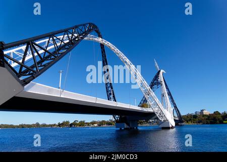 Matagarup pedestrian bridge crossing over the swan river, Burswood, Perth, Western Australia Stock Photo