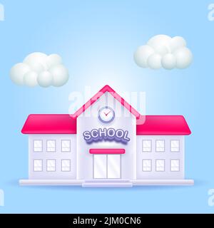 school building. 3d style cartoon icon Stock Vector