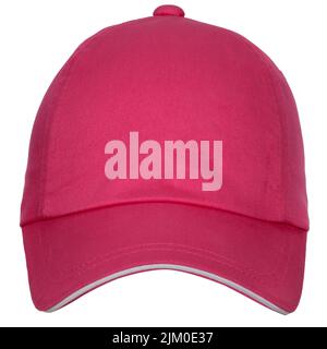 Pink baseball cap on white background, front view Stock Photo