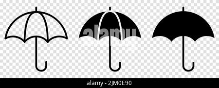 Set of umbrella icons. Vector illustration isolated on transparent background Stock Vector