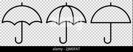 Set of umbrella line icons. Parasol symbol. Vector illustration isolated on transparent background Stock Vector