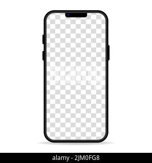 Realistic mobile phone mockup with transparent screen. Design for application, game, and web page view. Vector illustration isolated on white backgrou Stock Vector