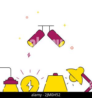 Ceiling spotlights filled line vector icon, simple illustration, related bottom border. Stock Vector