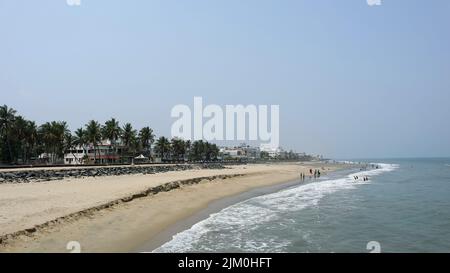Beautiful View of Serenity Beach during Noon time, Pondicherry now known as Puducherry, India. Stock Photo