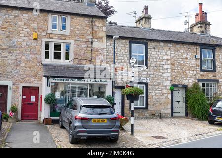 Waddington village in Lancashire, local village Post Office and village store shop,England,UK,Summer 2022 Stock Photo