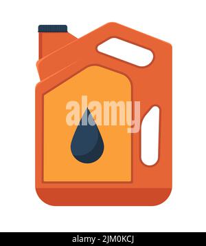 Plastic canister of motor, engine oil. Vector illustration, flat style. Eps 10 Stock Vector