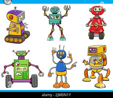 Robot Toys Vector Characters Set. Colorful Kids Robots Elements