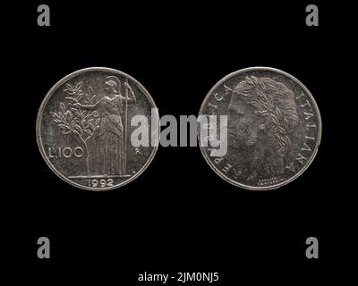 Italian lira coin obverse and reverse. Old currency of Republic of Italy. Financial concept Stock Photo