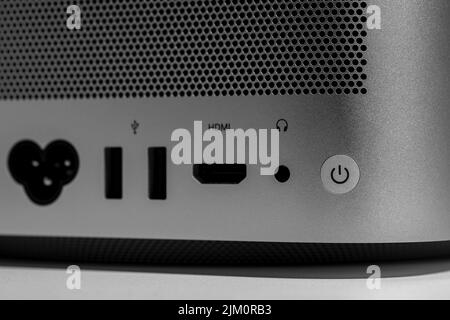 Ports and ventilation grid of modern new desktop computer system Stock ...