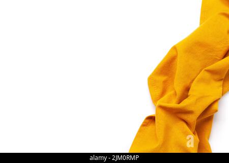 Kitchen table cloth. Cooking towel isolated on white background. Top view flat lay with copy space Stock Photo