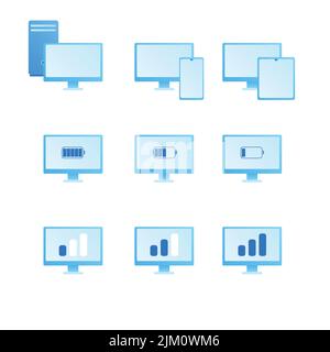 Vector icon set of computer. Stock Vector