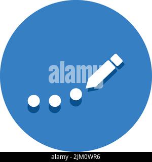White writing icon pictogram on blue background. Vector illustration. Stock Vector