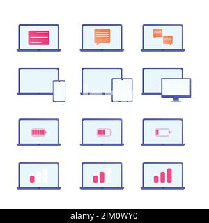 Laptop. Vector icon set. Stock Vector