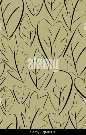 Fall, autumn season dry leaves botanical botanic pattern. Organic hand drawn flat foliage elements. Stock Vector
