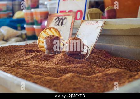 A closeup shot of merken being sold in the market Stock Photo