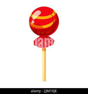 Candy on a stick isometric 3d sweet. Lollipop caramel vector Stock Vector