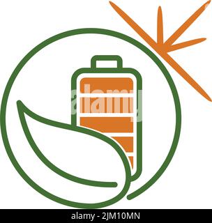 solar energy leaf battery logo Icon Illustration Brand Identity Stock Vector