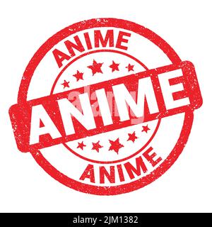 ANIME text written on red grungy stamp sign. Stock Photo