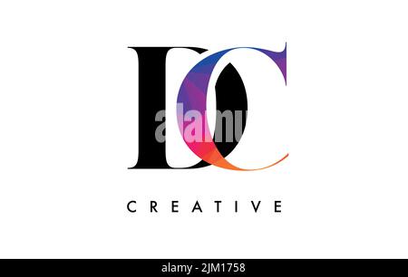 CD Letter Design with Creative Cut and Colorful Rainbow Texture. CD Letter Icon Vector Logo with Serif Font and Minimalist Style. Stock Vector